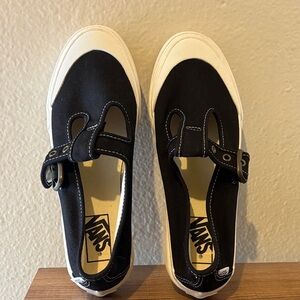 Vans Black and Cream Mary Jane Buckle shoes